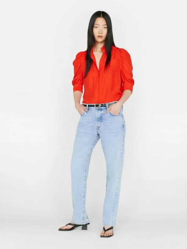 Frame Gillian Top In Red Orange Red Orange Women Tops and Blouses Frame Gillian Top In Red Orange Red Orange Women Tops and Blouses