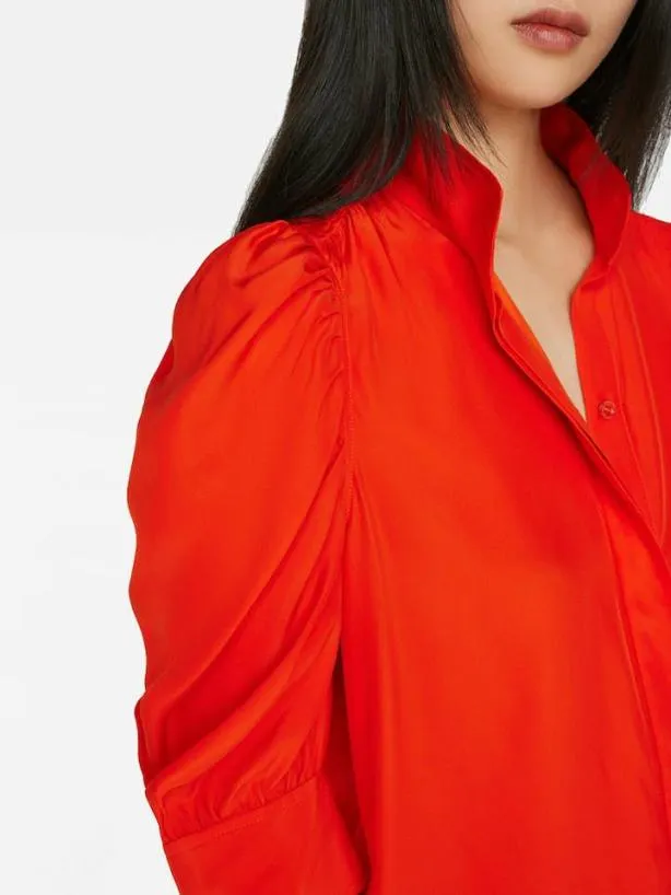 Frame Gillian Top In Red Orange Red Orange Women Tops and Blouses Frame Gillian Top In Red Orange Red Orange Women Tops and Blouses