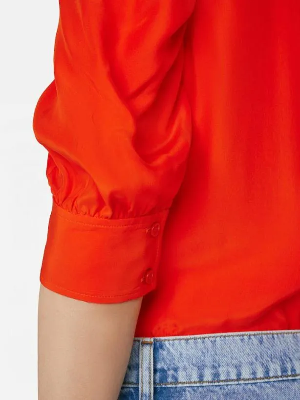 Frame Gillian Top In Red Orange Red Orange Women Tops and Blouses Frame Gillian Top In Red Orange Red Orange Women Tops and Blouses