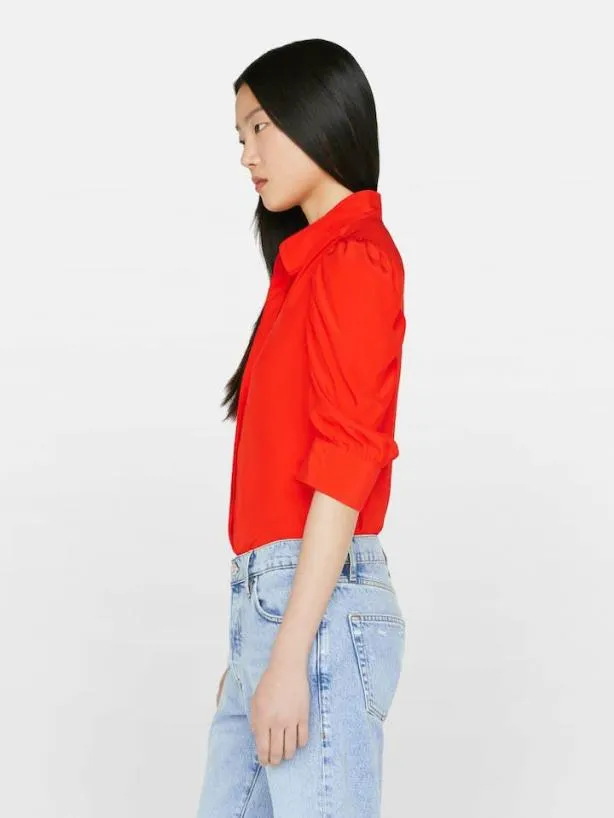 Frame Gillian Top In Red Orange Red Orange Women Tops and Blouses Frame Gillian Top In Red Orange Red Orange Women Tops and Blouses