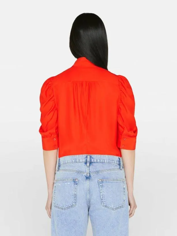 Frame Gillian Top In Red Orange Red Orange Women Tops and Blouses Frame Gillian Top In Red Orange Red Orange Women Tops and Blouses