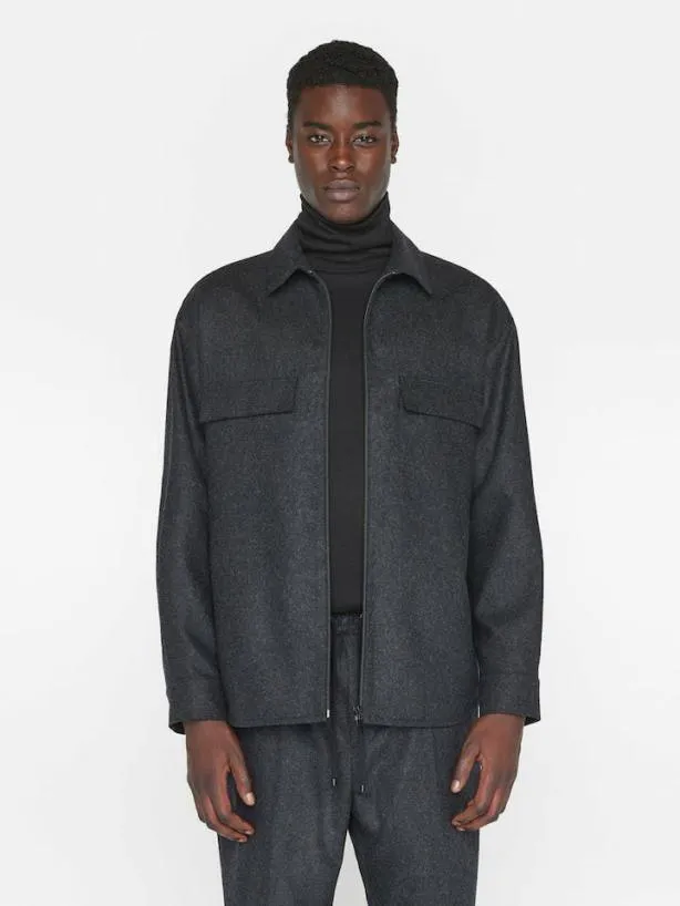 Frame Modern Flannel Long Sleeve Zip Shirt In Charcoal Grey Charcoal Grey Men Shirts Frame Modern Flannel Long Sleeve Zip Shirt In Charcoal Grey Charcoal Grey Men Shirts