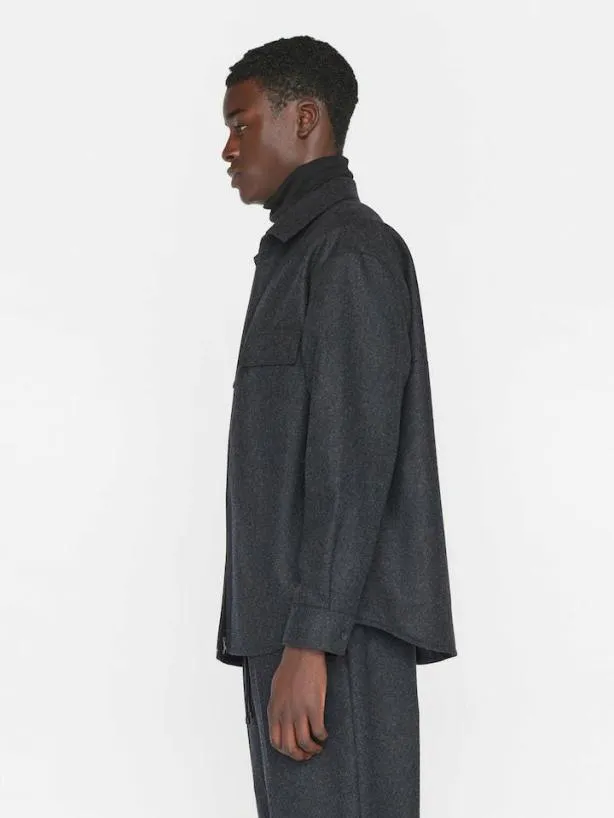 Frame Modern Flannel Long Sleeve Zip Shirt In Charcoal Grey Charcoal Grey Men Shirts Frame Modern Flannel Long Sleeve Zip Shirt In Charcoal Grey Charcoal Grey Men Shirts