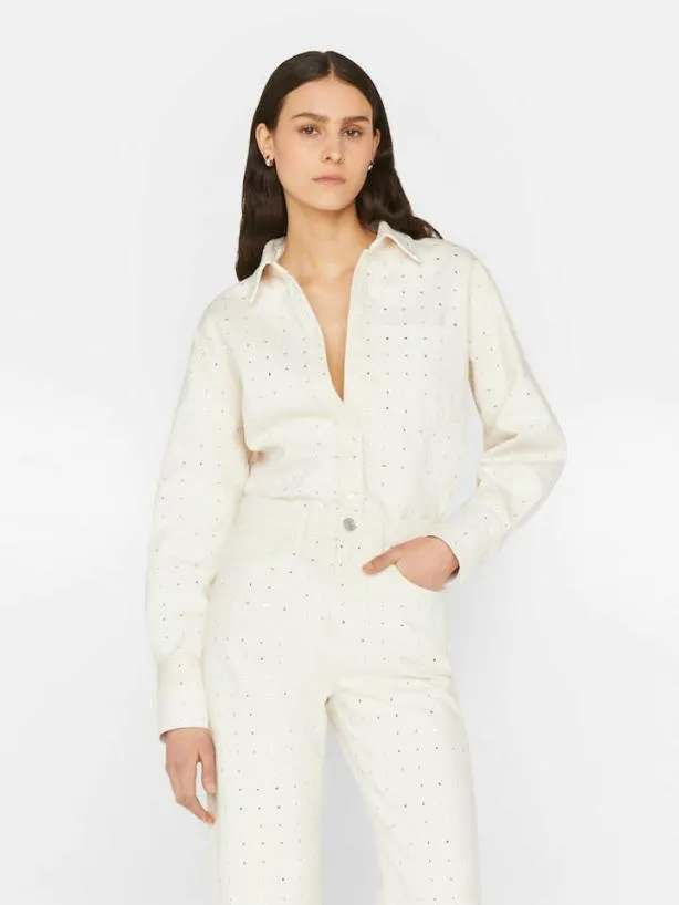 Frame Oversized Rhinestone Shirt In Bone Bone Women Tops and Blouses Frame Oversized Rhinestone Shirt In Bone Bone Women Tops and Blouses