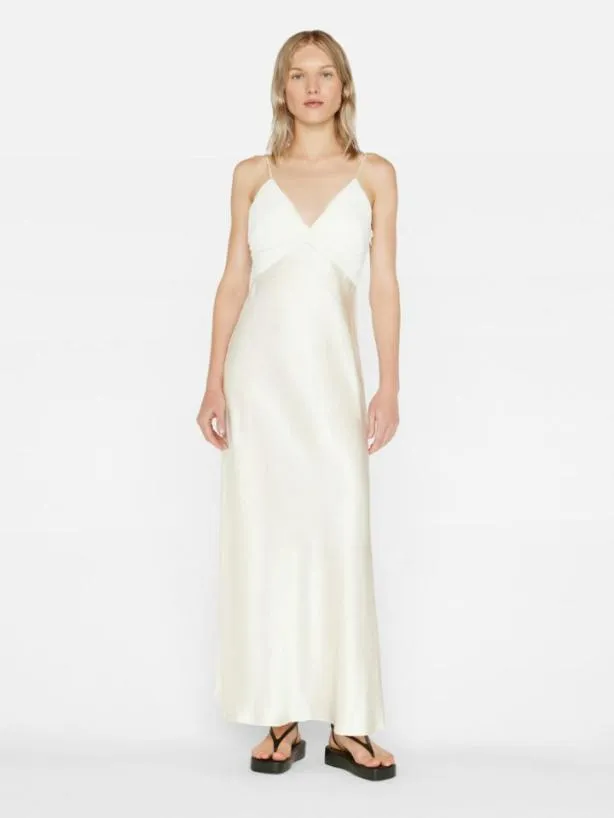 Frame Pleated Cami Dress In Bone Bone Women Dresses and Jumpsuits