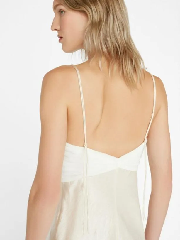 Frame Pleated Cami Dress In Bone Bone Women Dresses and Jumpsuits