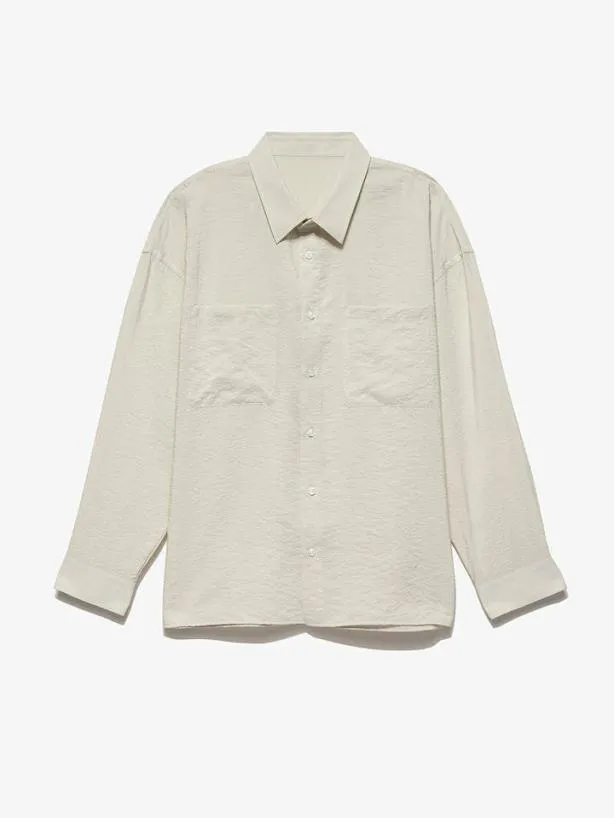 Frame Relaxed Silk Blend Holiday Shirt In Ecru Ecru Men Shirts