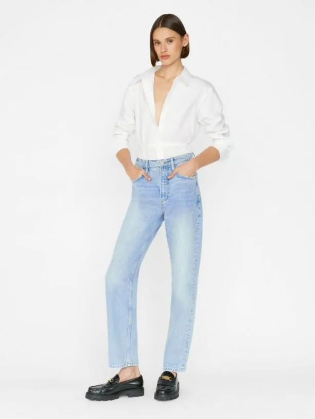 Frame Slit Back Waist Tie Shirt In Blanc Blanc Women Tops and Blouses Frame Slit Back Waist Tie Shirt In Blanc Blanc Women Tops and Blouses