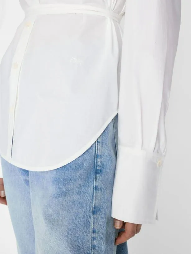 Frame Slit Back Waist Tie Shirt In Blanc Blanc Women Tops and Blouses Frame Slit Back Waist Tie Shirt In Blanc Blanc Women Tops and Blouses