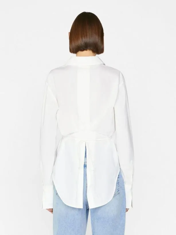Frame Slit Back Waist Tie Shirt In Blanc Blanc Women Tops and Blouses Frame Slit Back Waist Tie Shirt In Blanc Blanc Women Tops and Blouses