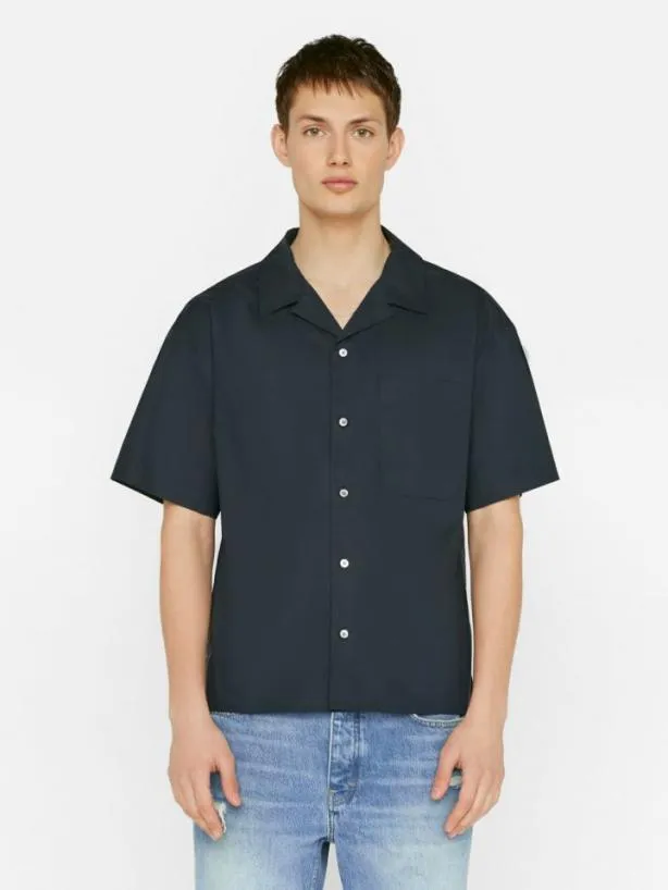 Frame Soft Cotton Camp Collar Shirt In Dark Navy Dark Navy Men Shirts Frame Soft Cotton Camp Collar Shirt In Dark Navy Dark Navy Men Shirts