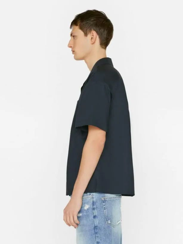 Frame Soft Cotton Camp Collar Shirt In Dark Navy Dark Navy Men Shirts Frame Soft Cotton Camp Collar Shirt In Dark Navy Dark Navy Men Shirts
