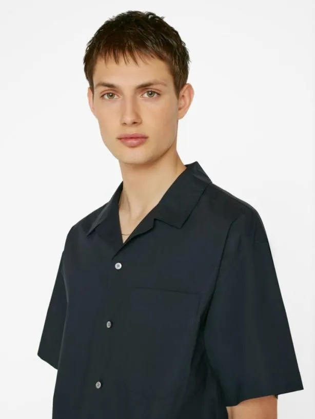 Frame Soft Cotton Camp Collar Shirt In Dark Navy Dark Navy Men Shirts Frame Soft Cotton Camp Collar Shirt In Dark Navy Dark Navy Men Shirts