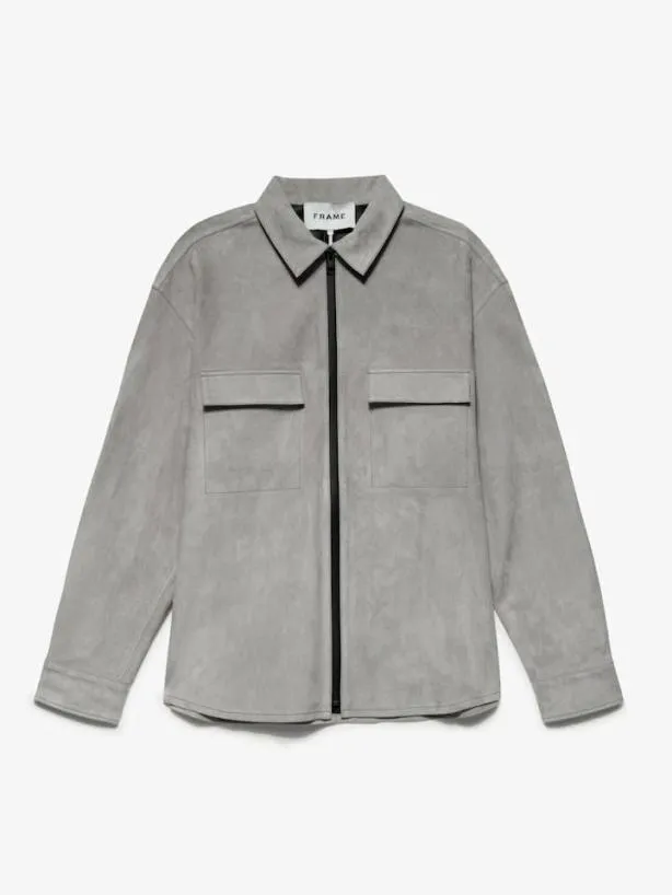 Frame Suede Shirt In Smoke Grey Smoke Grey Men Shirts