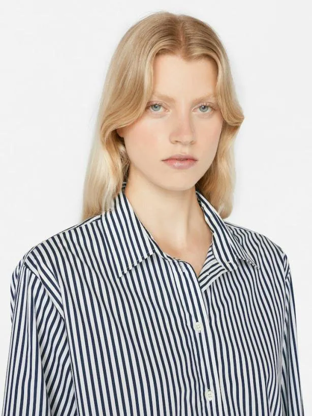 Frame The Oversized Shirt In Blanc Multi Blanc Multi Women Tops and Blouses Frame The Oversized Shirt In Blanc Multi Blanc Multi Women Tops and Blouses