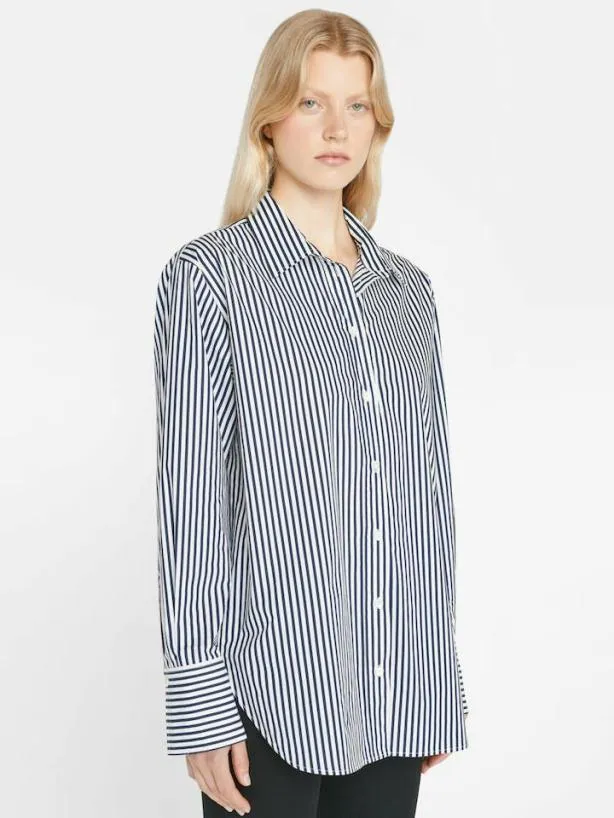 Frame The Oversized Shirt In Blanc Multi Blanc Multi Women Tops and Blouses Frame The Oversized Shirt In Blanc Multi Blanc Multi Women Tops and Blouses