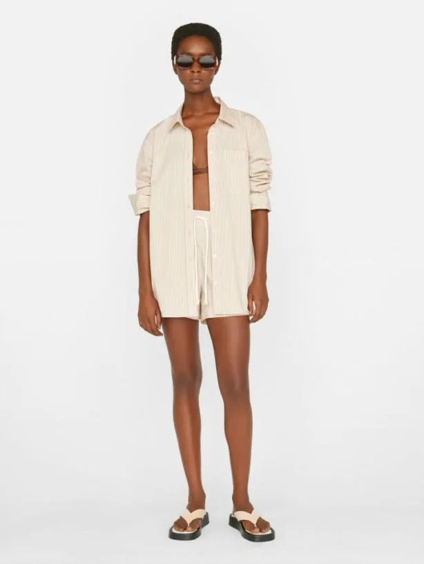 Frame The Oversized Shirt In Sand Multi Sand Multi Women Tops and Blouses Frame The Oversized Shirt In Sand Multi Sand Multi Women Tops and Blouses