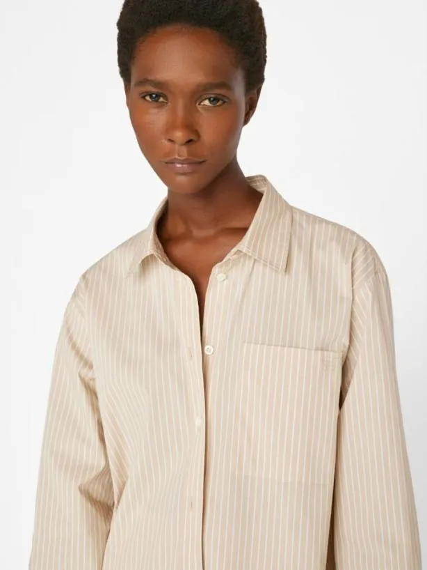 Frame The Oversized Shirt In Sand Multi Sand Multi Women Tops and Blouses Frame The Oversized Shirt In Sand Multi Sand Multi Women Tops and Blouses