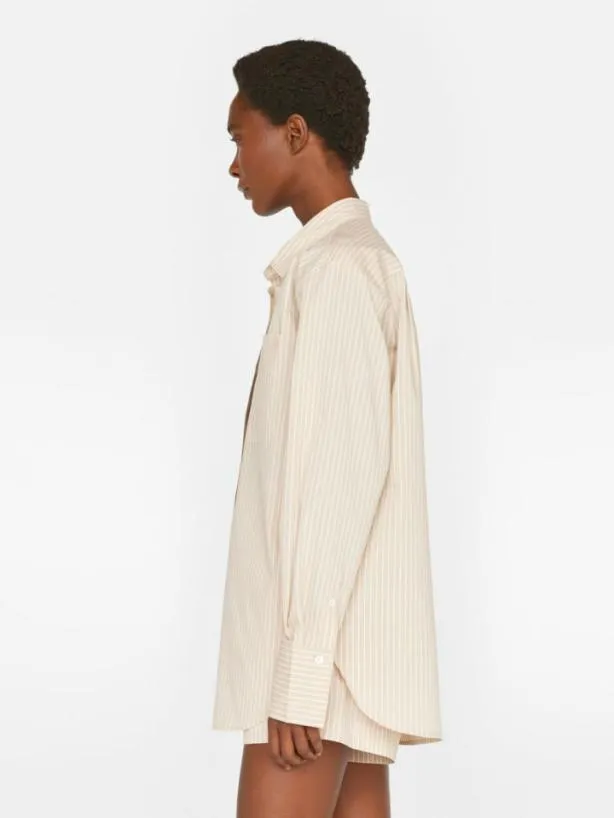 Frame The Oversized Shirt In Sand Multi Sand Multi Women Tops and Blouses Frame The Oversized Shirt In Sand Multi Sand Multi Women Tops and Blouses