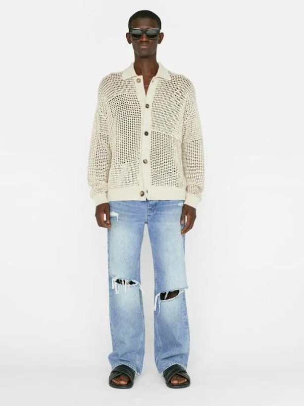Frame Tonal Crochet In Ecru Ecru Men Sweaters and Hoodies Frame Tonal Crochet In Ecru Ecru Men Sweaters and Hoodies