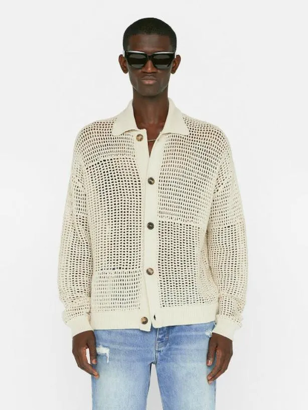 Frame Tonal Crochet In Ecru Ecru Men Sweaters and Hoodies Frame Tonal Crochet In Ecru Ecru Men Sweaters and Hoodies