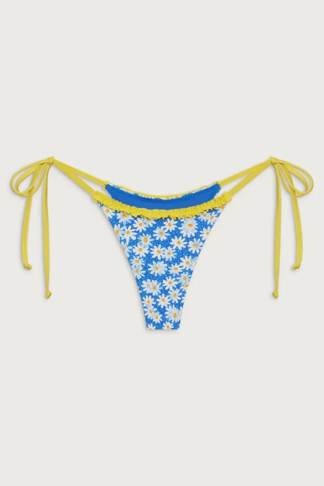 Frankies Bikinis Divine Tie Side Skimpy Bikini Bottom Blue Daisy Women Bikinis