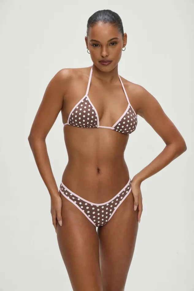 Frankies Bikinis Full Moon Micro Bikini Bottom Cocoa Dot Women Bikinis