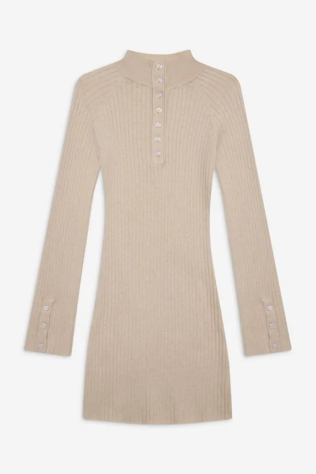 Frankies Bikinis Isla Long Sleeve Mini Dress Cream Women Dresses
