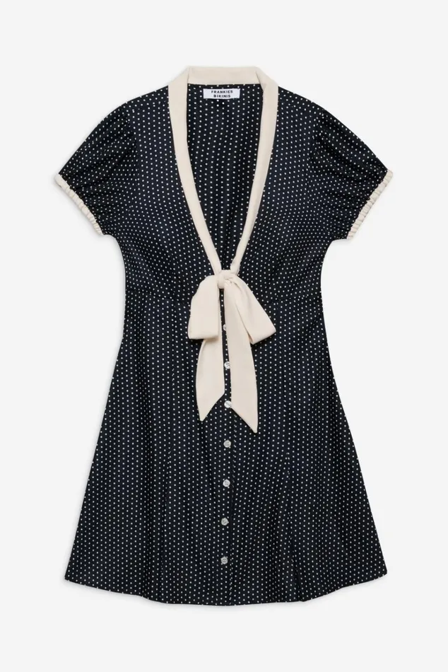 Frankies Bikinis Manhattan Button Up Mini Dress Polka Women Dresses