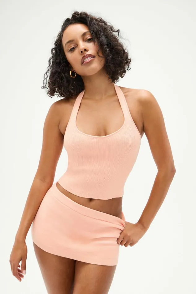 Frankies Bikinis Marialla Cloud Knit Halter Top Sweet Tea Women Tops