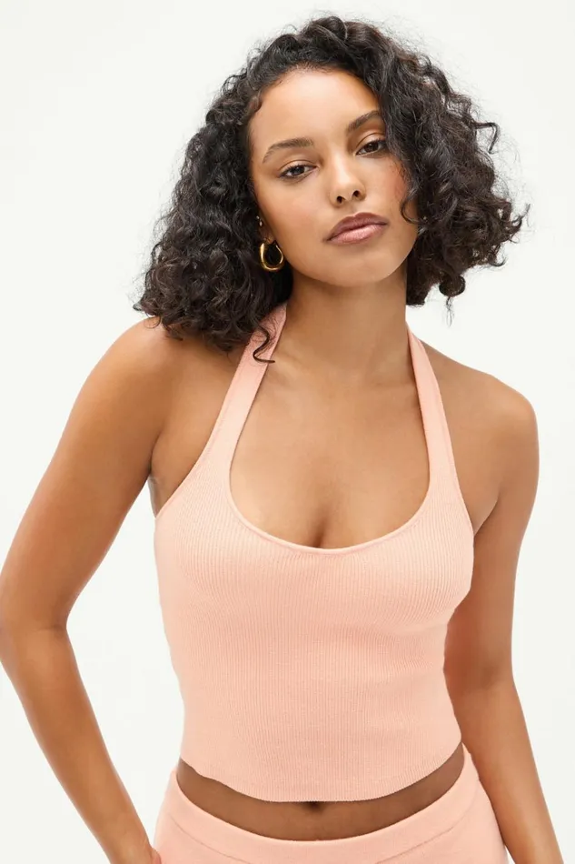 Frankies Bikinis Marialla Cloud Knit Halter Top Sweet Tea Women Tops