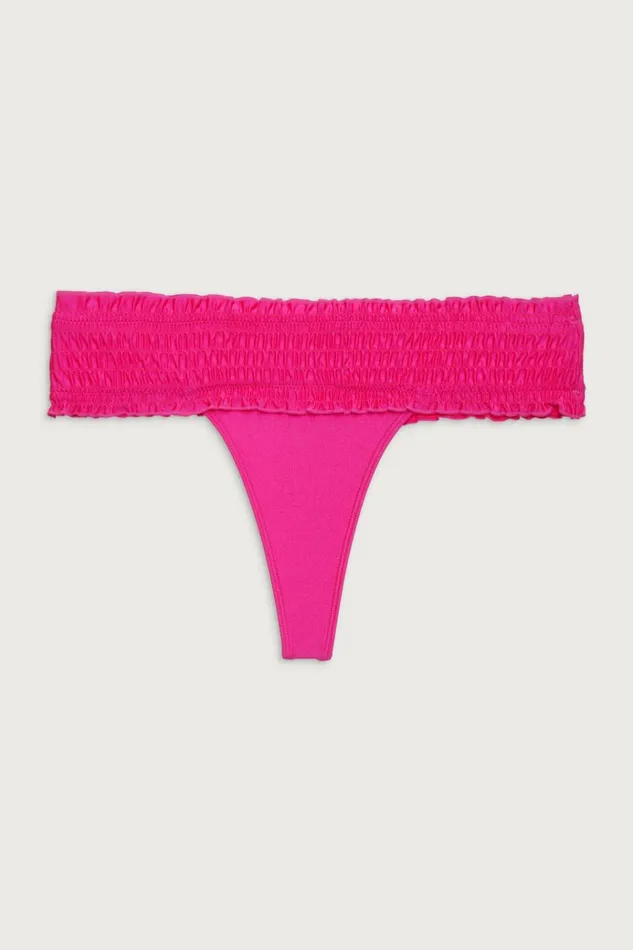 Frankies Bikinis Sofia Micro Shine Bikini Bottom Candy Pink Women Bikinis