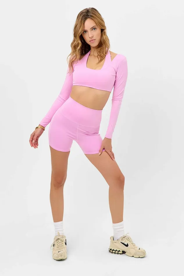 Frankies Bikinis Speedy High Waist Biker Short Baby Pink Women Active