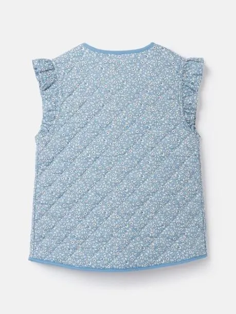 Gilets Girls Joules Blue Floral Reversible Print Quilted Gilet