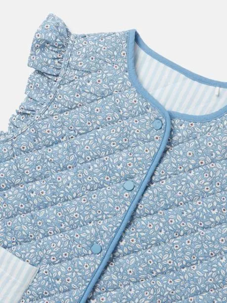 Gilets Girls Joules Blue Floral Reversible Print Quilted Gilet
