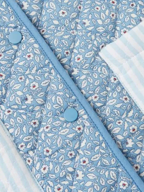 Gilets Girls Joules Blue Floral Reversible Print Quilted Gilet