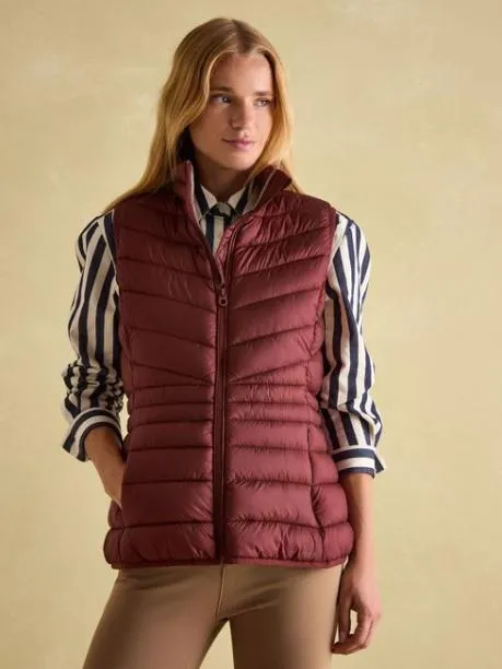Gilets Women Joules Burgundy Showerproof Padded Gilet