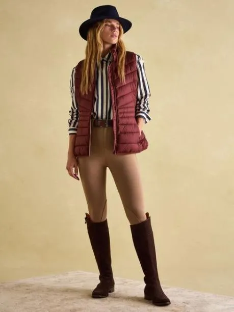 Gilets Women Joules Burgundy Showerproof Padded Gilet