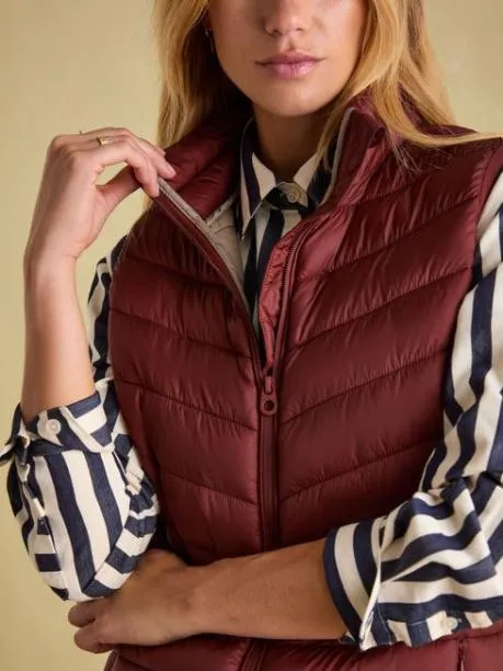 Gilets Women Joules Burgundy Showerproof Padded Gilet