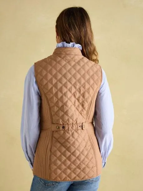 Gilets Women Joules Tan Showerproof Diamond Quilted Gilet