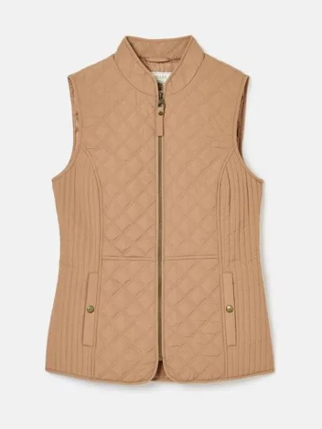 Gilets Women Joules Tan Showerproof Diamond Quilted Gilet