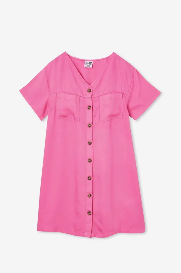 GirlsBoys Dresses Cotton On Nancy Short Sleeve Dress Raspberry Pink