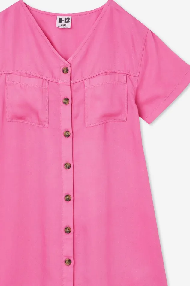GirlsBoys Dresses Cotton On Nancy Short Sleeve Dress Raspberry Pink