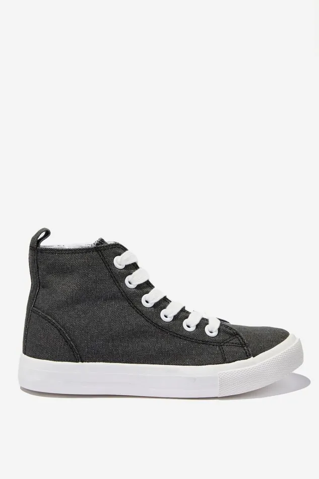 GirlsBoys Sneakers Cotton On Classic Canvas High Top Trainer Phantom Washed Canvas GirlsBoys Sneakers Cotton On Classic Canvas High Top Trainer Phantom Washed Canvas
