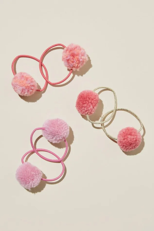 Girls Hair Accessories Cotton On Pom Pom Hairties Confettiblushorange Coral Girls Hair Accessories Cotton On Pom Pom Hairties Confettiblushorange Coral