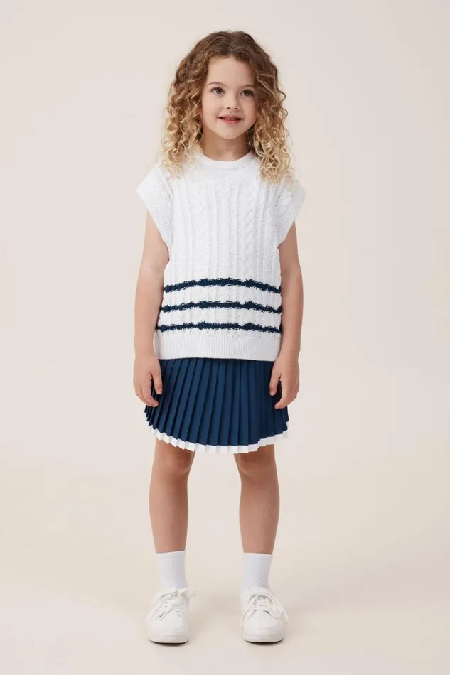 Girls Jackets and Sweaters Cotton On Selena Tennis Vest Whitein The Navy Stripe Girls Jackets and Sweaters Cotton On Selena Tennis Vest Whitein The Navy Stripe