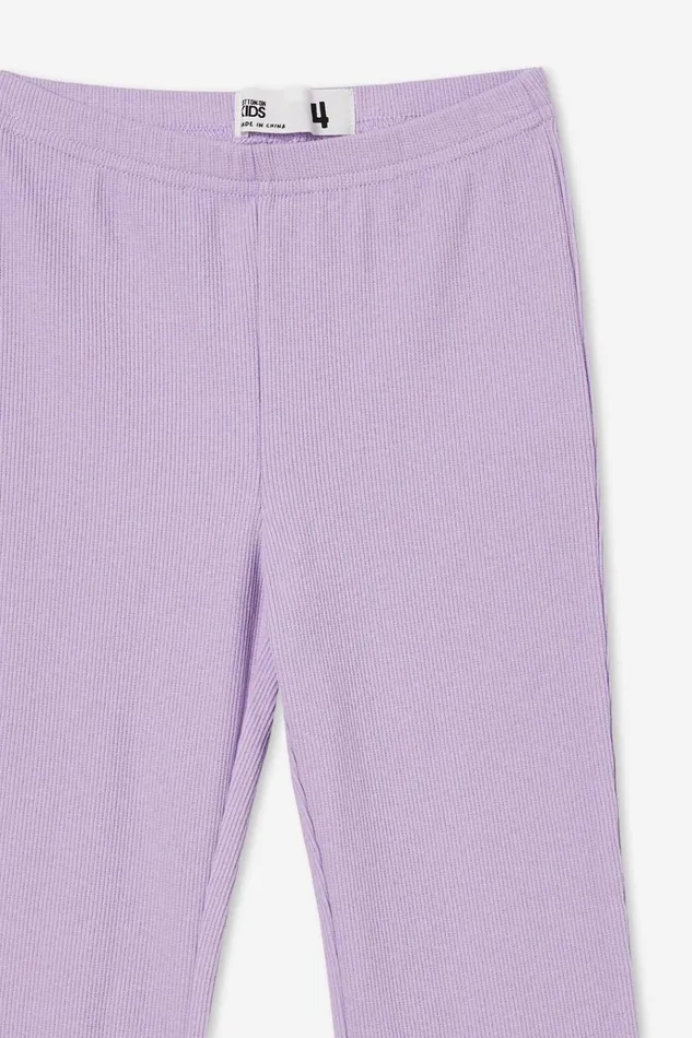 Girls Leggings Pants and Jeans Cotton On Francine Flare Pant Lilac Drop Rib