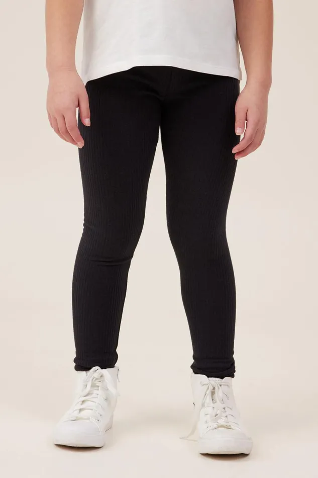 Girls Sweatshirts and Sweatpants Cotton On Maya Fleece Legging Black Rib