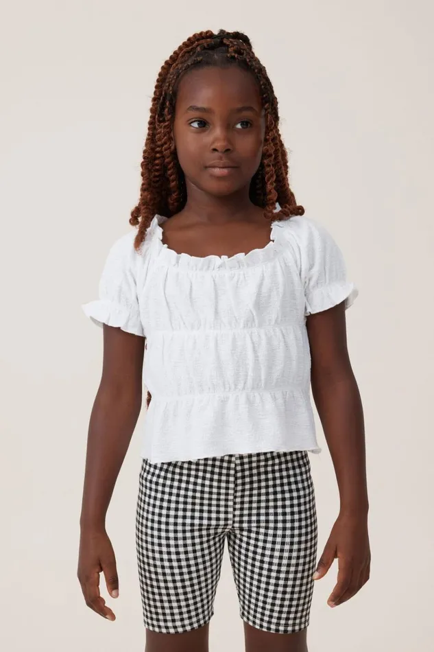 Girls Tops and TShirts Cotton On Astrid Short Sleeve Top White