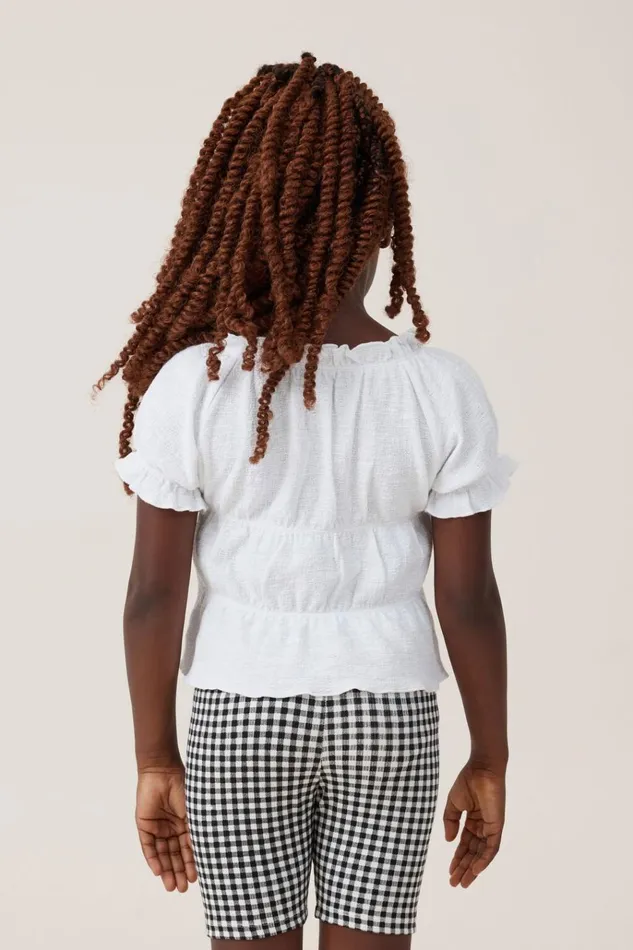Girls Tops and TShirts Cotton On Astrid Short Sleeve Top White Girls Tops and TShirts Cotton On Astrid Short Sleeve Top White